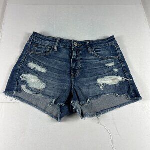 American Eagle Shorts Womens 31* Hi Rise Shortie Blue Faded Cut Off Denim Tag 10
